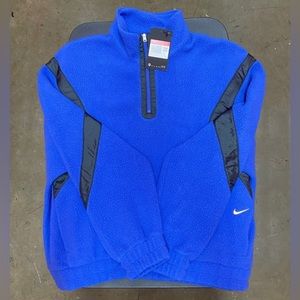 NIKE BLUE 1/4 ZIP FLEECE PULLOVER WOMENS SIZE LARGE CU7068-430 NEW
